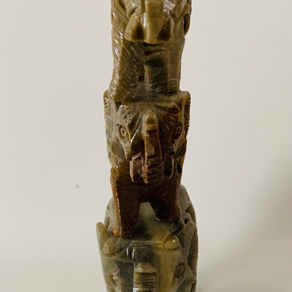 Handcrafted Elephant Sculpture in Brown and Gray - Picture 5 of 7